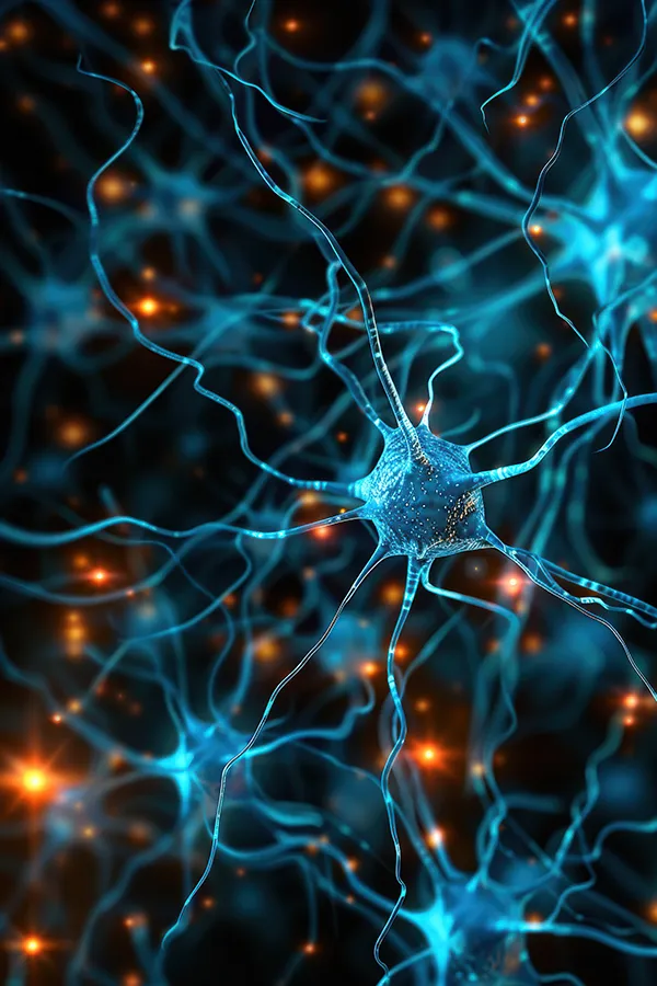 selank-cognitive-enhancement-peptides 3D illustration of synapses firing. Get Selank peptide therapy from Delara Tavakoli, M.D. of Tavicare in Chevy Chase.